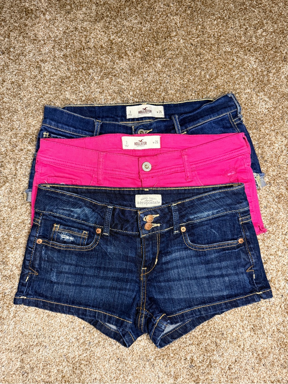 Y2K Hollister Micro Mini Shorts Bundle (3 Pairs) Size 3 | Low Rise Cheeky Denim - Picture 2 of 8